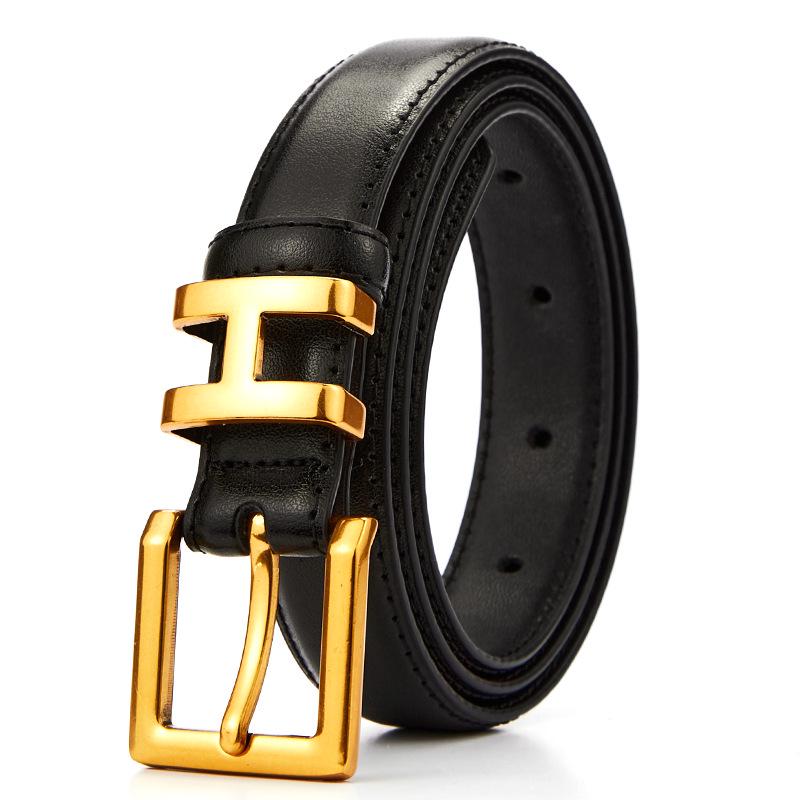 European & American Style Pin Buckle Leather Belt - Elegant INS Style for Women