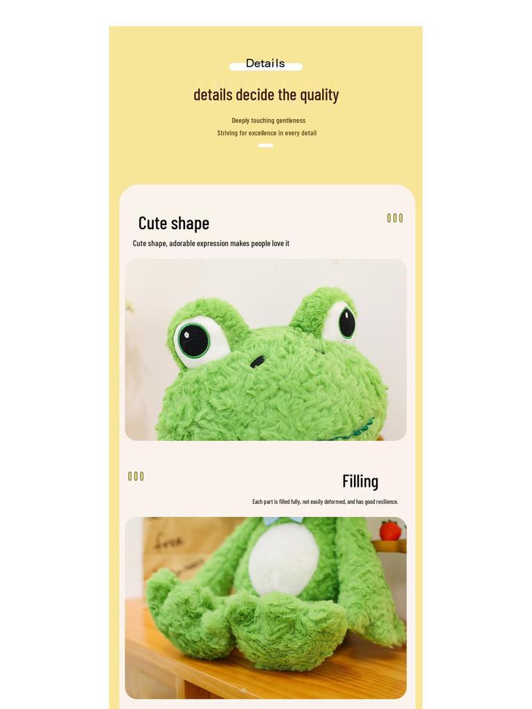 Green Frog Plush Toy - Large Soft Doll for Girls, Sleeping Hug Pillow