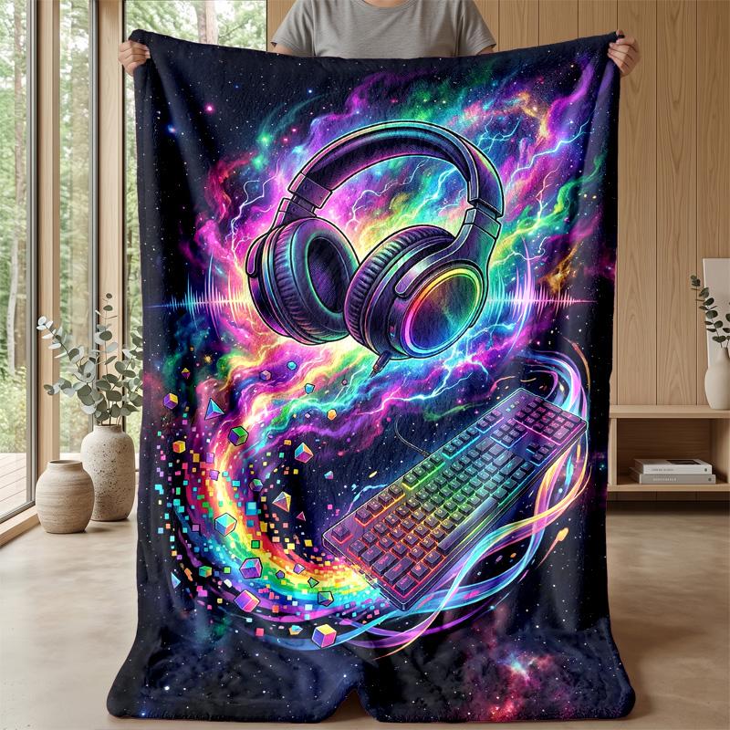 Gaming Controllers Neon Art Theme Blanket Lightweight Warm Flannel Blanket Decorative Throw Blanket for Home Decoration