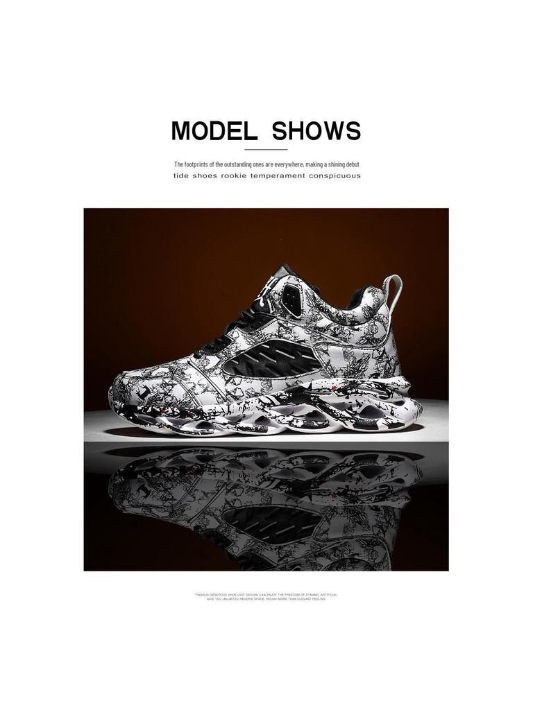 Graffiti High-Top Leichte Atmungsaktive Herren Trendige Lauf-Sneakers, Sommer 2023