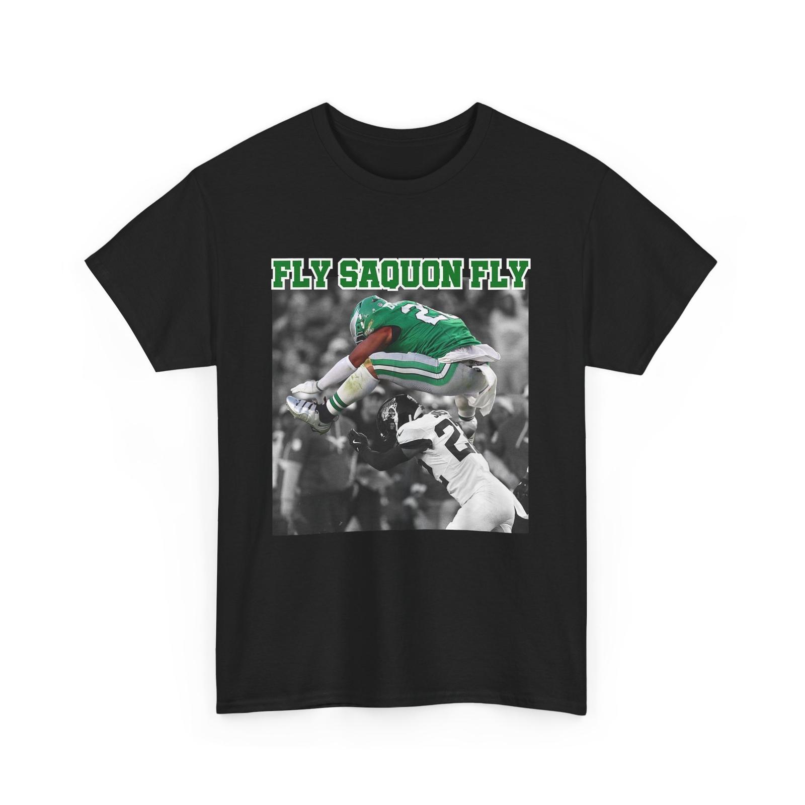 No Look Reverse Hurdle FLY SAQUON FLY Football Barkley T-shirt L
