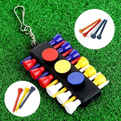1Set Plastic Golf Tee Holder Carrier Keychain with 3 Ball Markers Accessory