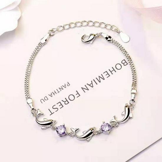 Women's Best Friend Dolphin Bracelet - Geometric Patchwork, European & American Style, High-End Simple Design