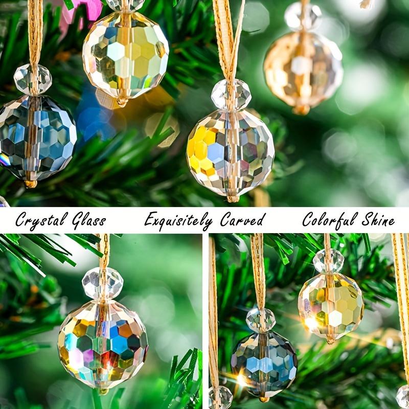 12 Pieces of Multi-faceted Crystal Christmas Ornaments - Elegant Glass Beads, Used for Tree Decoration, Wedding and Holiday Deco