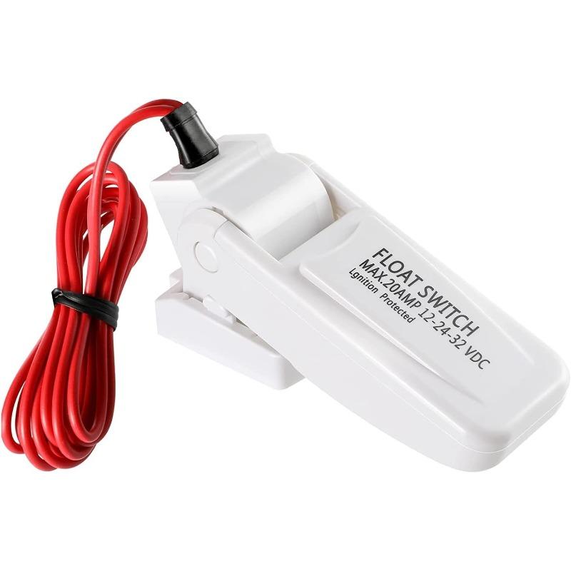 Bilge Float Switch, Automatic Bilge Pump Float Switch Rule Float Switch DC 12V 24V for Boats Ignition Protected Mercury Free белый