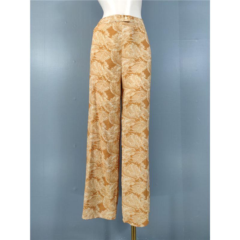 

Export Single Summer New Holiday Print High Waist Slimming All-Matching Loose Wide Leg Elastic Waist Women s Casual Pants Brown L