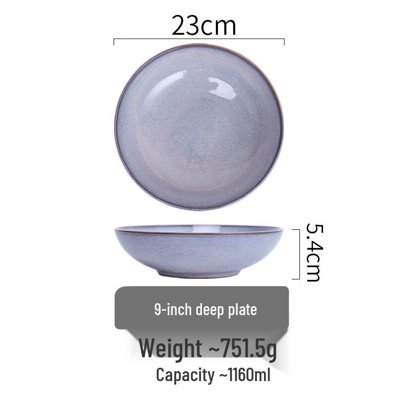 

Ru Han Purple Kiln-Changed Ceramic 9-inch Deep Dumpling Plate