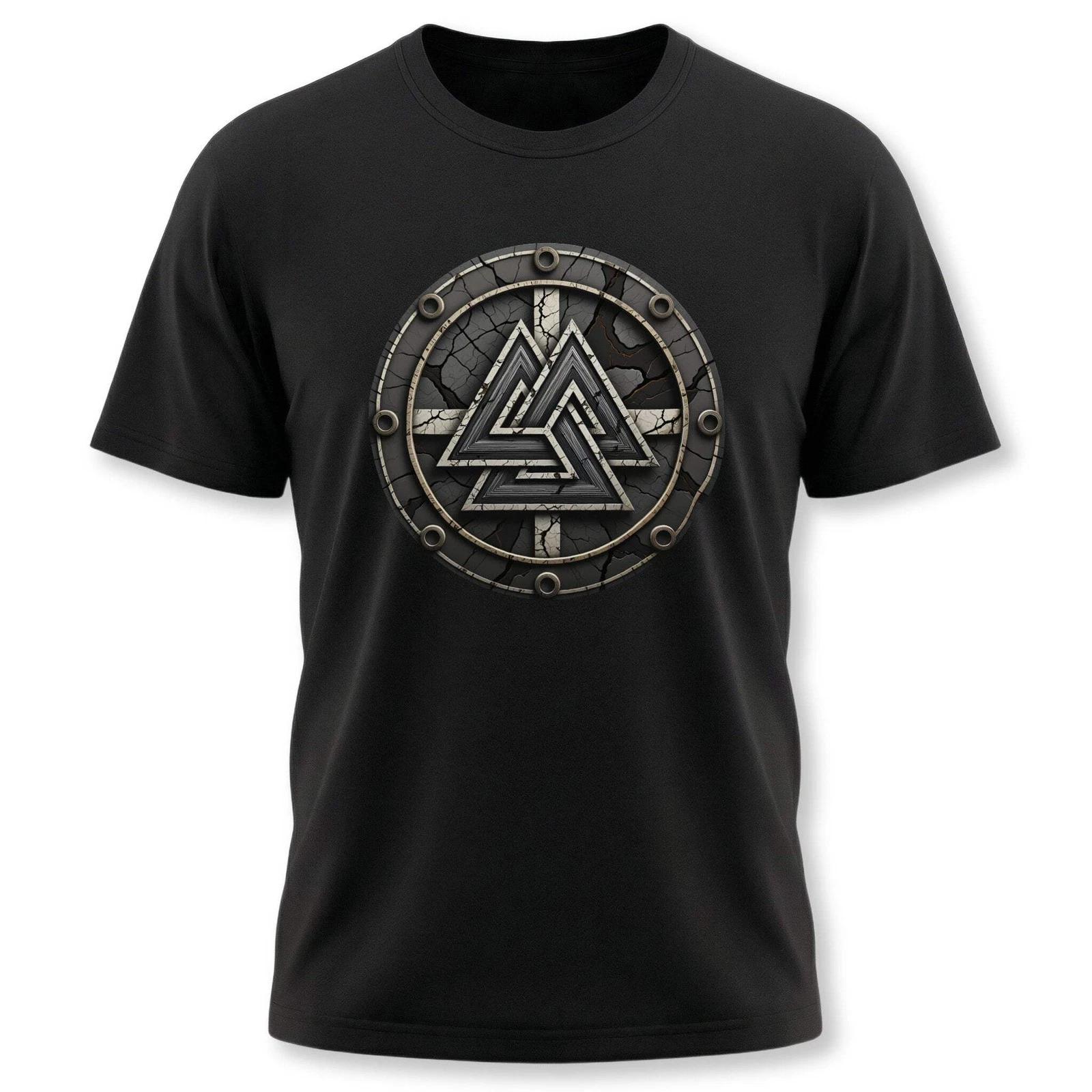 Viking Valknut Symbol T-Shirt | Norse Asgard Shield Graphic Print Tee Shirt XS