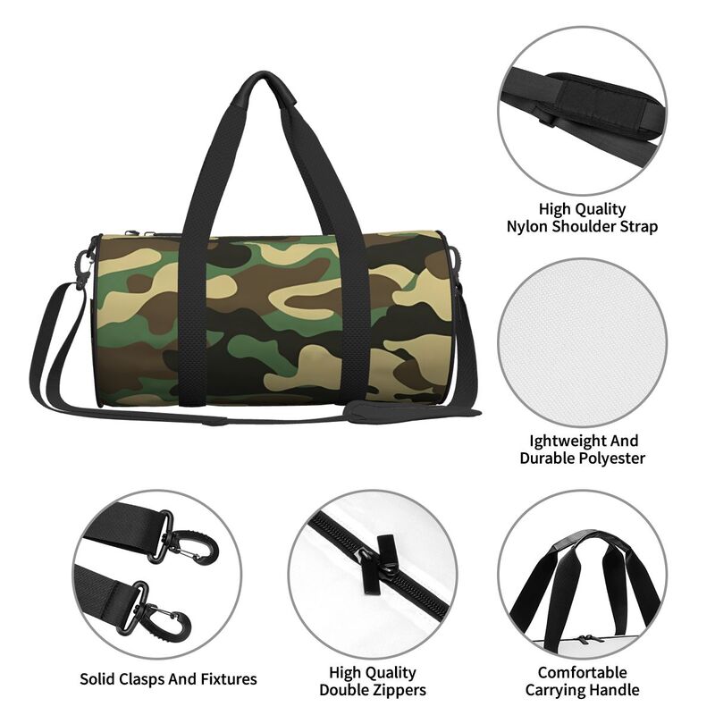 Green Military Camouflage Travel Duffel Bags Portable Foldable Waterproof Carry on Luggage Bag Lightweight Yoga Gym Sports Bag