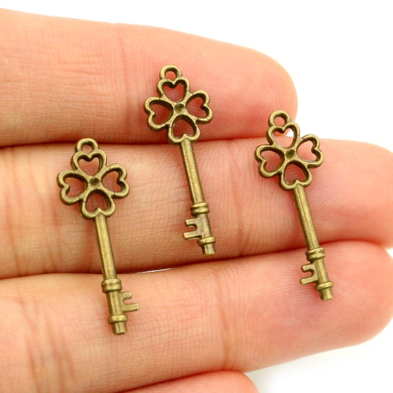 25x9mm 40pcs Bronze Antique Silver Plated Key Handmade Charms Pendant:DIY for bracelet necklace