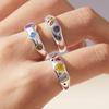 Adjustable Colorful Heart Zircon Ring for Women - French Court Style, Trendy Index Finger Accessory
