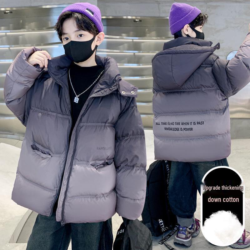 

Новая зимняя толстая пуховая хлопковая куртка для мальчиков 2025 года - Стеганое пальто для детей 140 cm серый