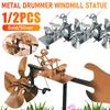 Metal Wind Spinner Percussionist Music Figurines and Statues Outdoor Wind Sculpture for Garden Yard Patio Lawn Porch Backyard