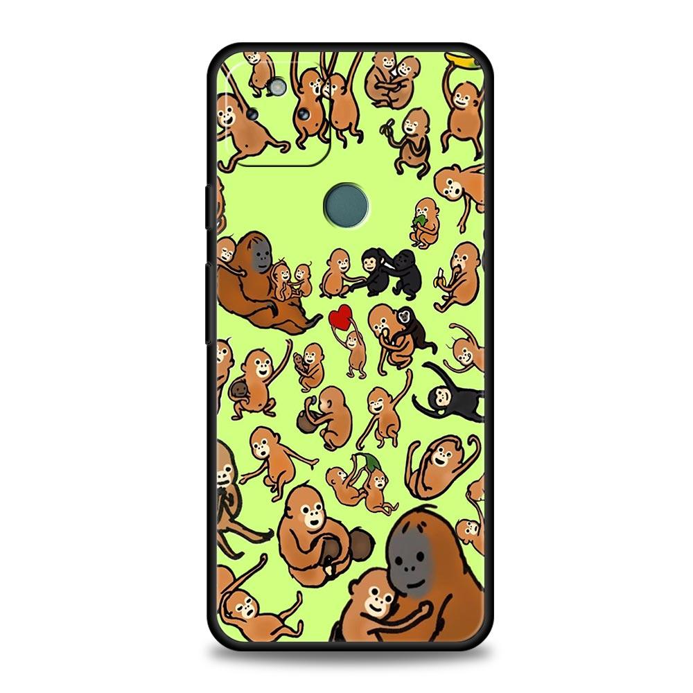 Monkey And Banana Phone Case Cover for Google Pixel 10 9 8 7 6 9A 8A 7A 6A Pro Shockproof Soft TPU 9 Pro XL Shell Capas Fundas