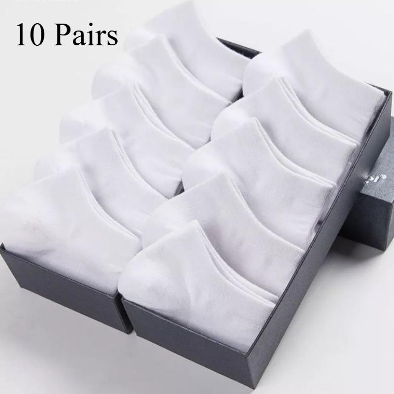 

10 Pairs Black White Men s Socks Business Solid Color Casual Simple Versatile Breathable Cotton Sports Mesh Short Socks one pair чорний