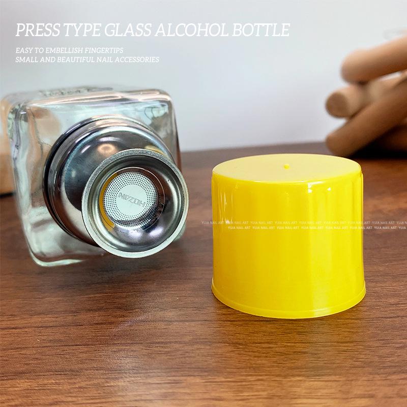 Press-Type 180ml Glass Alcohol Bottle for Nail Art - Nail Polish Remover Container, Trendy Nail Art Tool