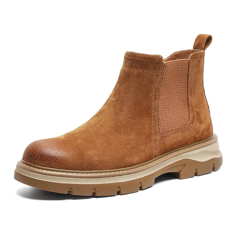 Fashion Stylish Autumn/Winter Men British Style Thick Soled Chelsea Boots Classic Casual Mens Side Zipper and Comfortable High Top Boots