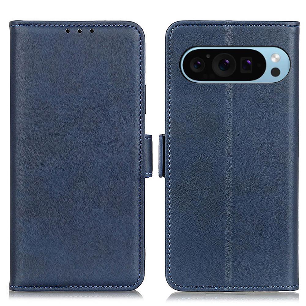 

For Google Pixel 10 Pro/10/9 Pro/9 Wholesale Phone Case Cowhide Texture PU Leather Phone Stand Cover Blue