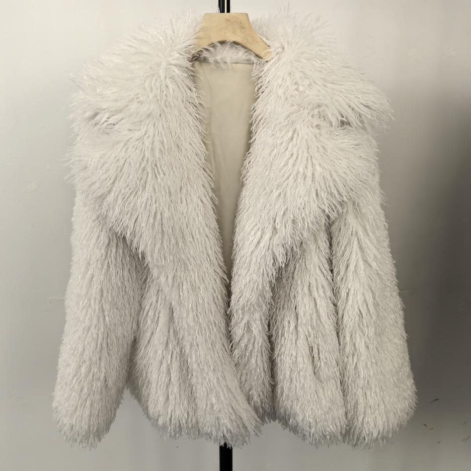 

Зимове Нове Штучне Хутро Імітація Пляжна Вовна Хутро Хутряна Коротка Куртка Верхній Одяг L