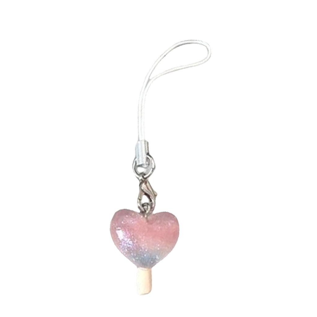 Adorable Small Ice Cream Phone Charm Glittering Resin Keychain with Star Jellyfish Design for Fashion Lover Present