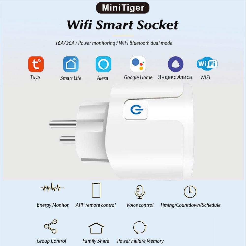 Tuya Smart WiFi UK Plug 16A/20A with Power Metering & Alexa Voice Control