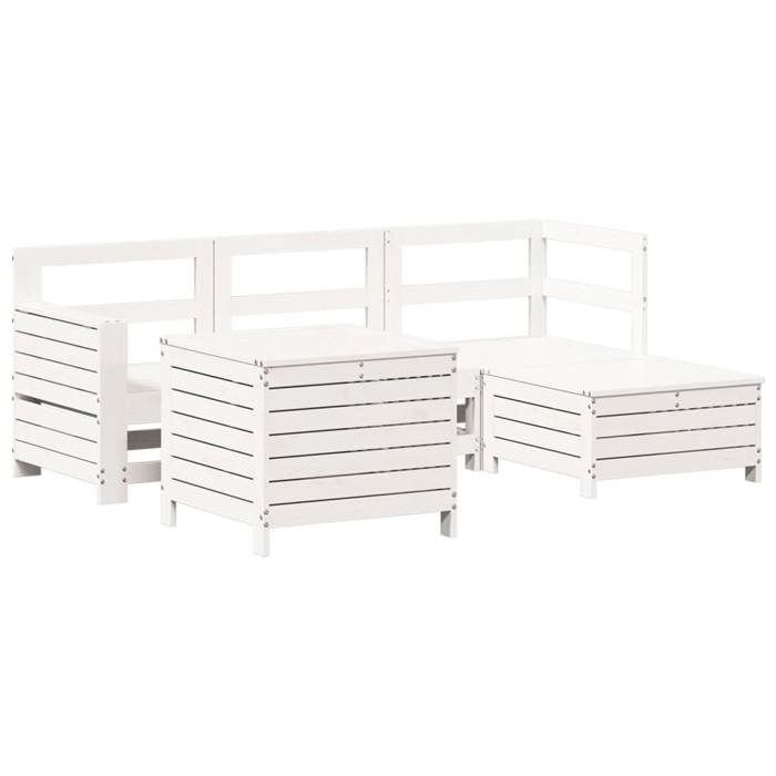 VidaXL Garden Lounge Set 5 Pcs White Solid Pine Wood, Outdoor Sofa Set, Garden Sofa Set, 3250485