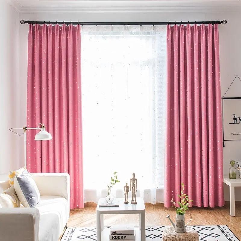 2 uds cortina gruesa de estrella de estilo nórdico sombra de sombreado cortina de ventana cálida de piso a techo sala de estar dormitorio cortina de gancho terminada