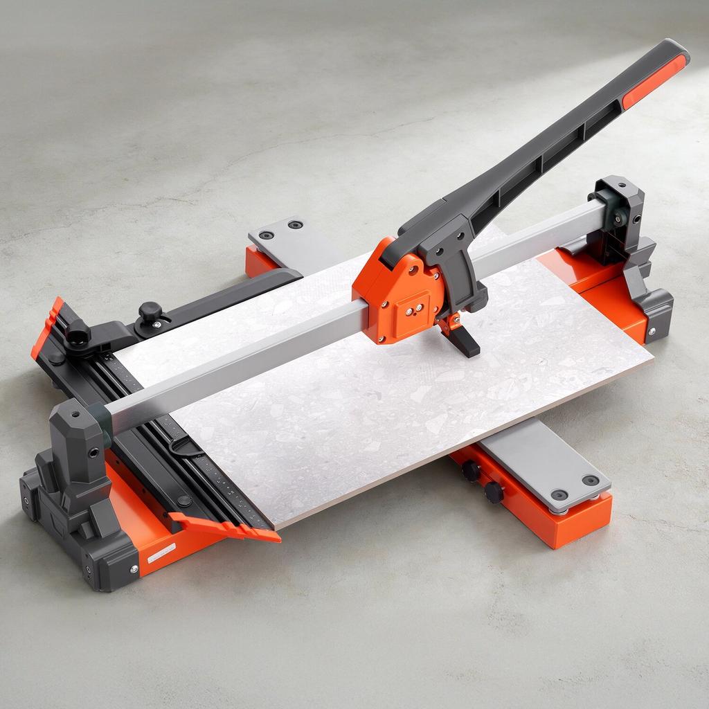 600 mm Manual Tile Cutter, Spring-Loaded Base Cutting Tool with Adjustable Angle Fence, Tungsten Carbide Cutting Wheel, Precision Alignment Guide, for