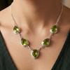 Peridot Gemstone Sterling Silver Handmade Necklace, 925 Silver Peridot Jewelry, Engagement Necklace RN-1-6
