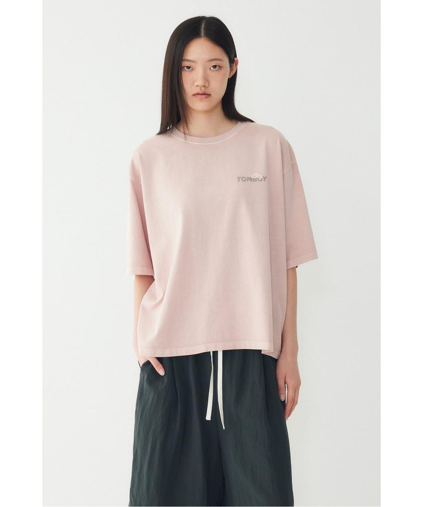 STUDIO TOMBOY Garment Dyed Reversible Print Short Sleeve T-Shirt_Light Pink 9176322974