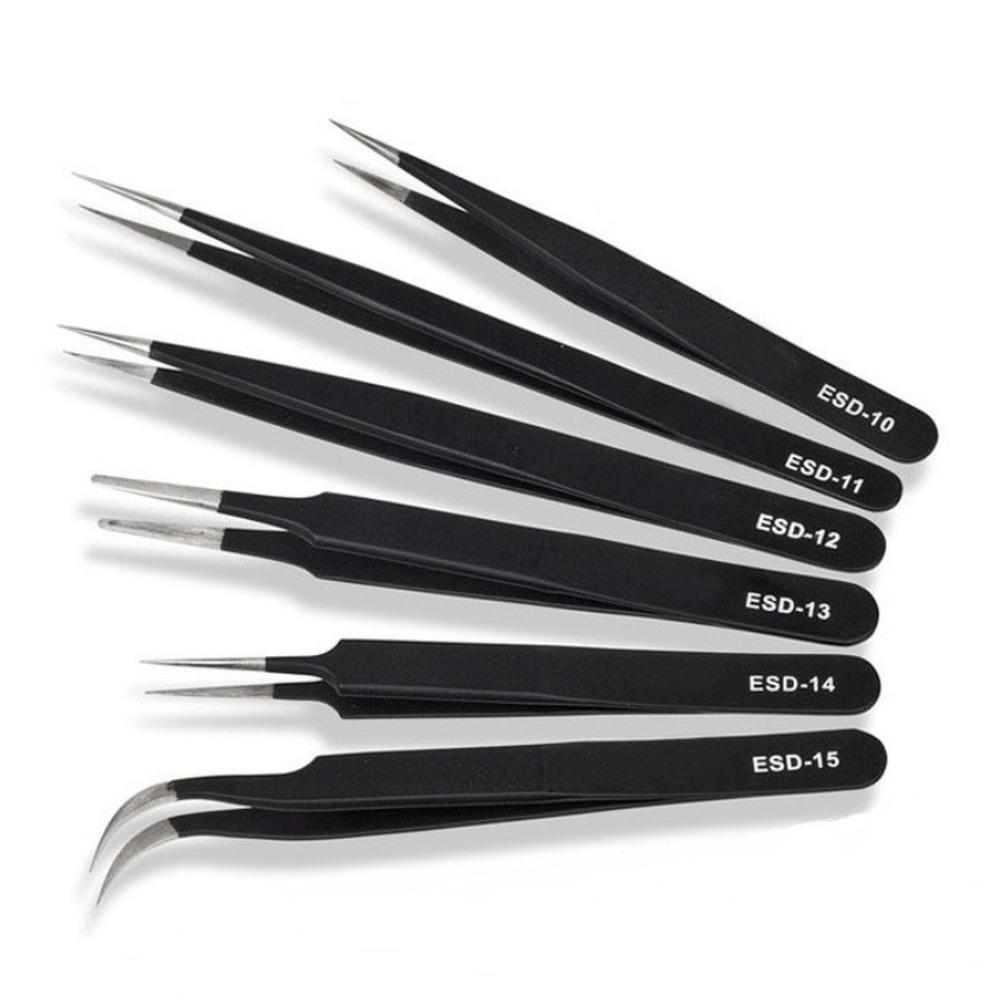 1Pc Anti-static Precision Tweezers Set Stainless Steel Tweezers Electronic Repair Soldering Iron Tool