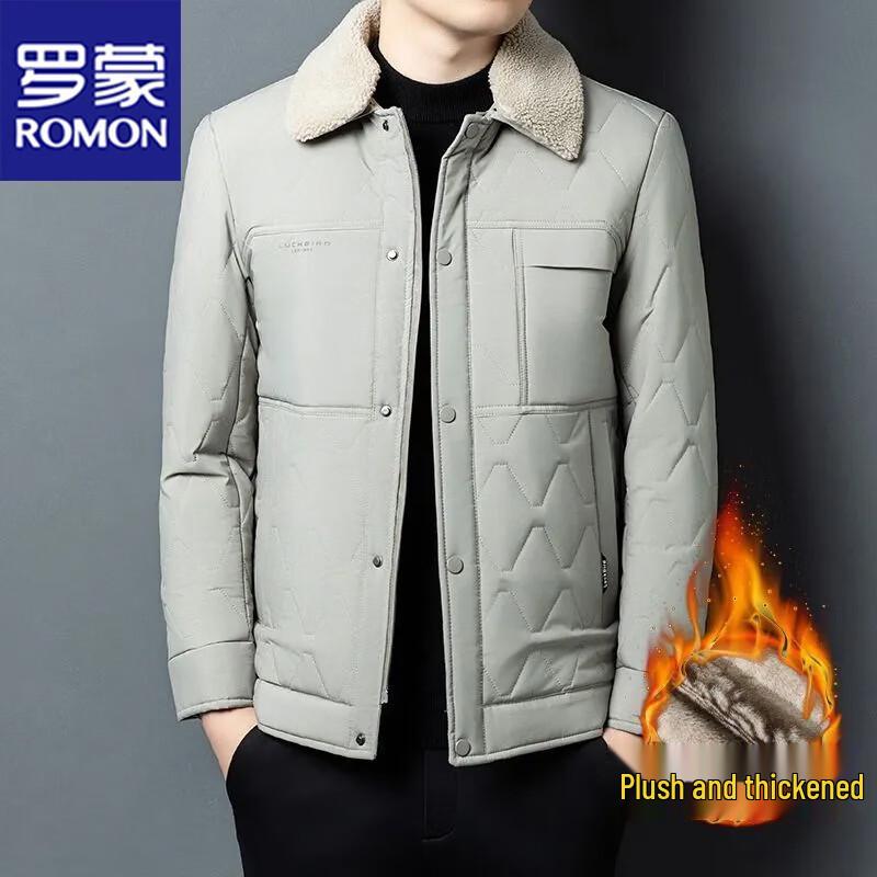 ROMON Men's Business Casual Lapel Padded Jacket