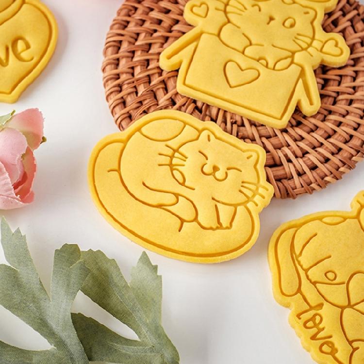 Cookie Molds Cat Shaped Valentine's Day Cookie Cutters Easy to Use Baking Gadget