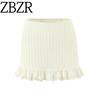 Zbzr Spring New Arrival Women's Clothing Fashion Style Retro Lace Lace Stitching Sexy Hip Knitwear Skirt