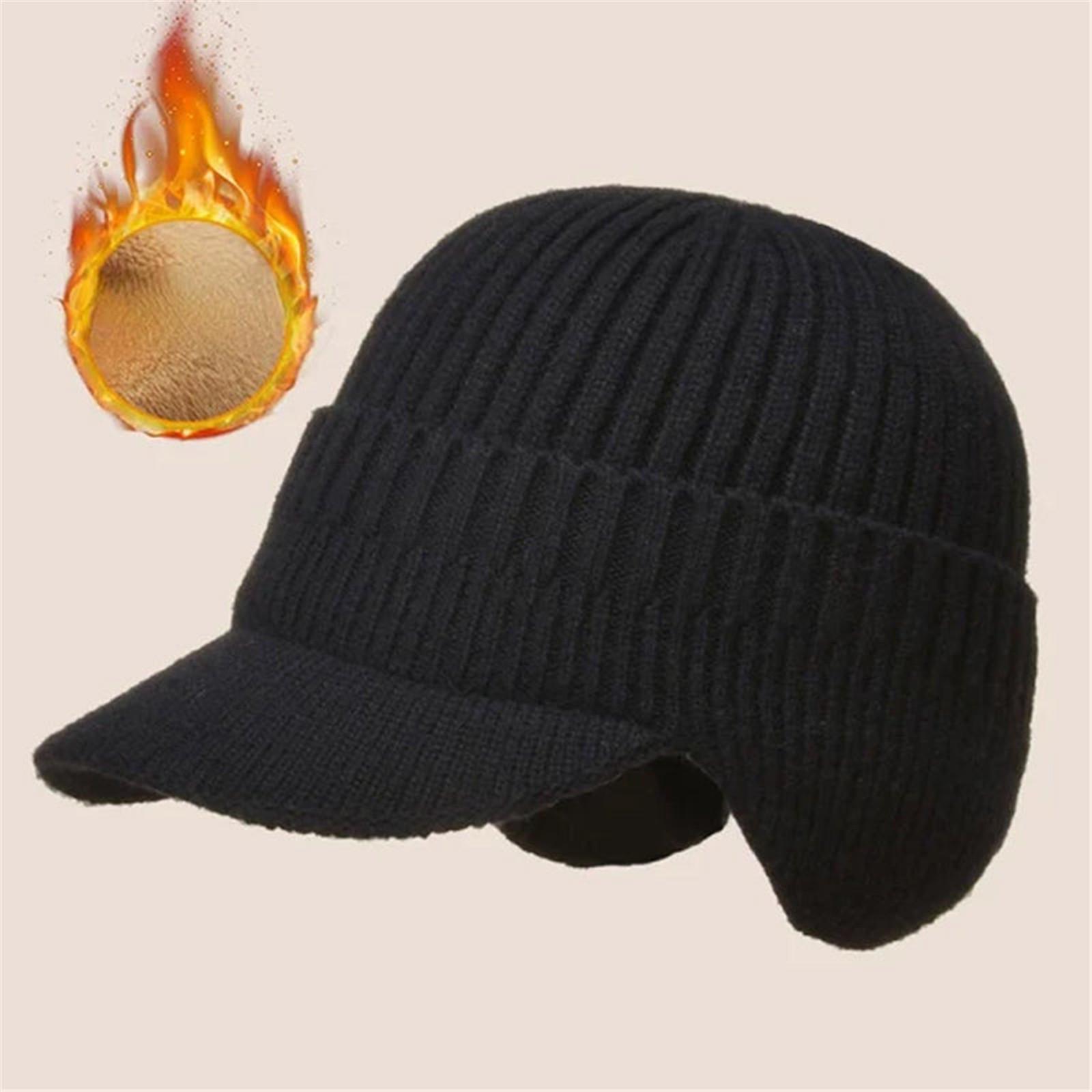 Outdoor Riding Elastic Warm Ear Knitted Hat Winter Outdoor Warm Ear Knitted Hat One Size чёрный