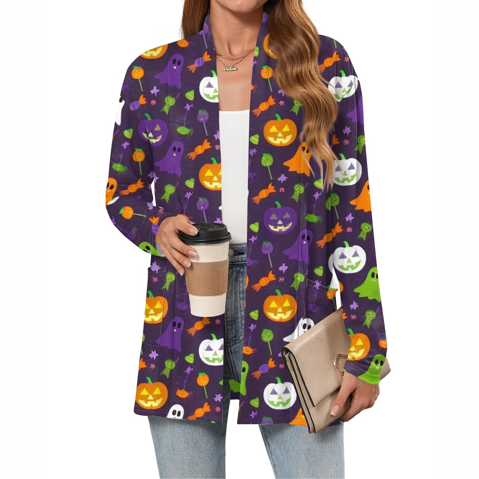 

Жіночі легкі кардигани з відкритим передом, з довгим рукавом, повсякденні, вільні, тонкі, з кишенями XXL