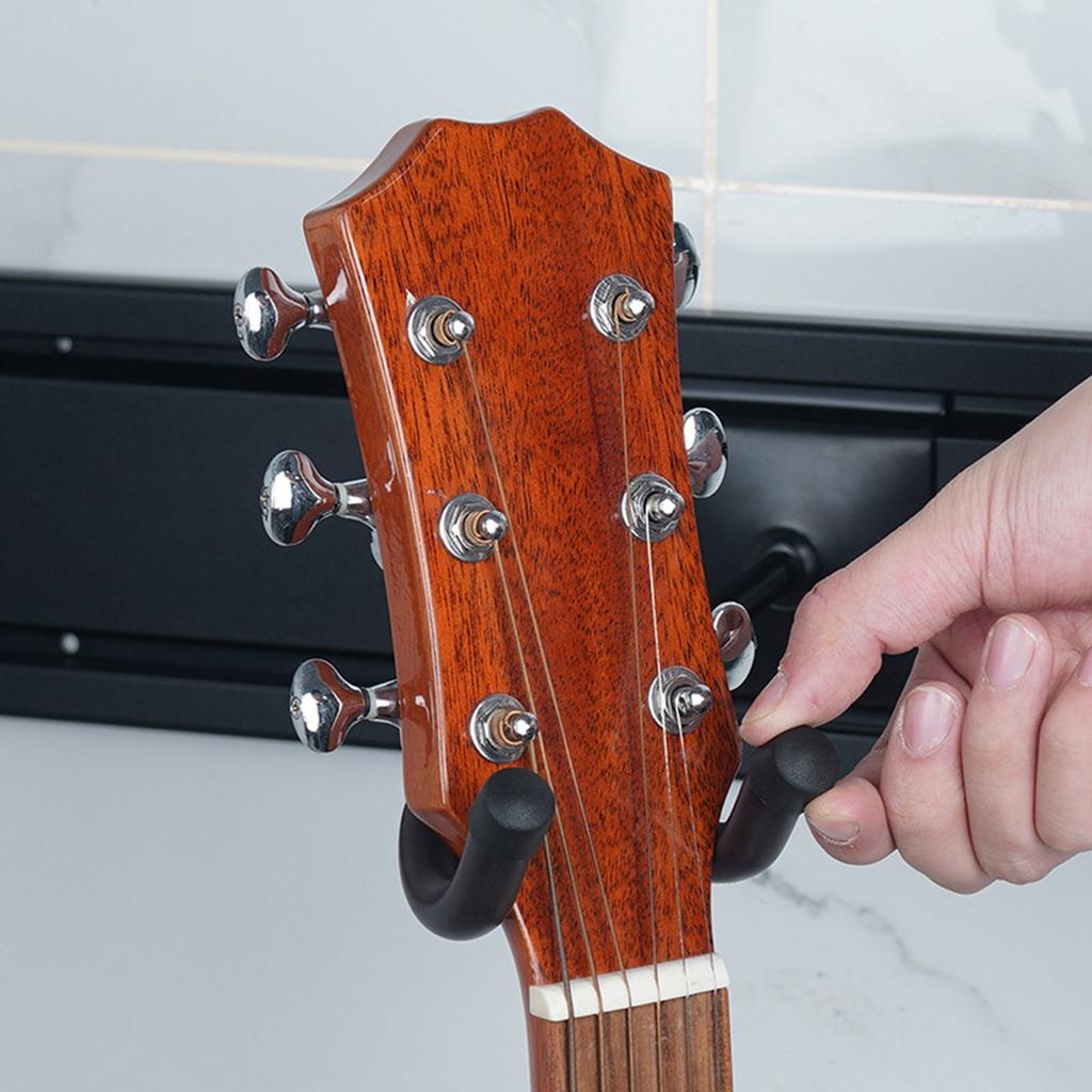 Electric Guitar Rack Aluminum Alloy Holds 5 Guitars Adjustable Hook Position Wall Mount Guitar Hanger for Mandolin Bass