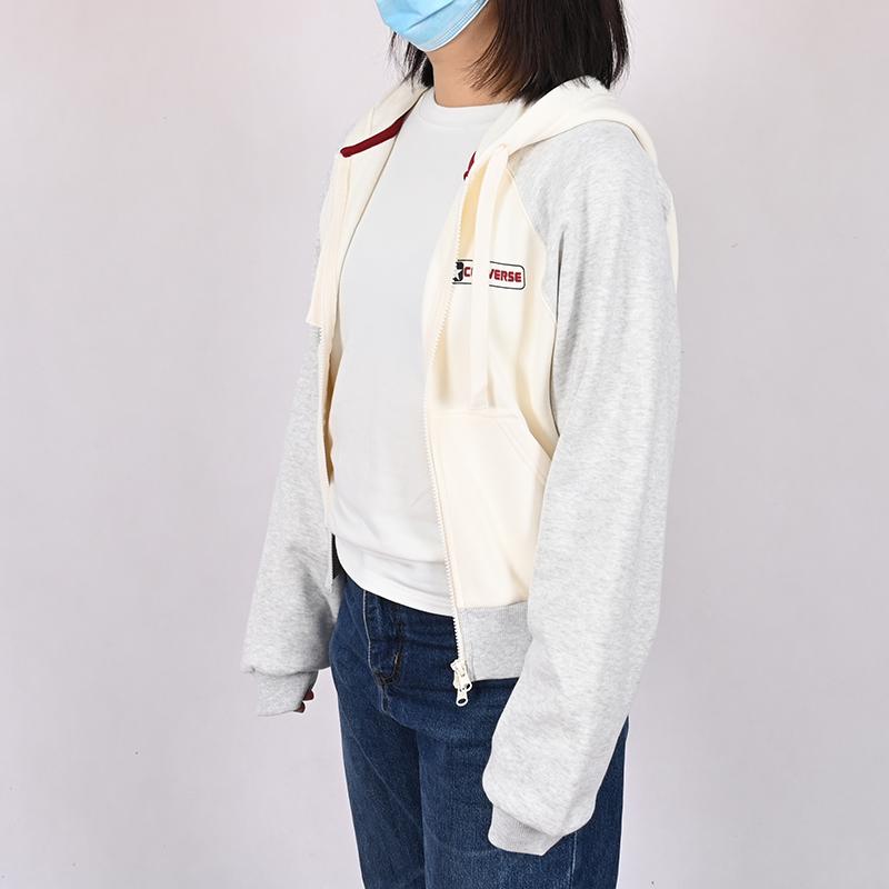 New Converse Sweatshirt Women's Milk White/Gray 10028461-A01