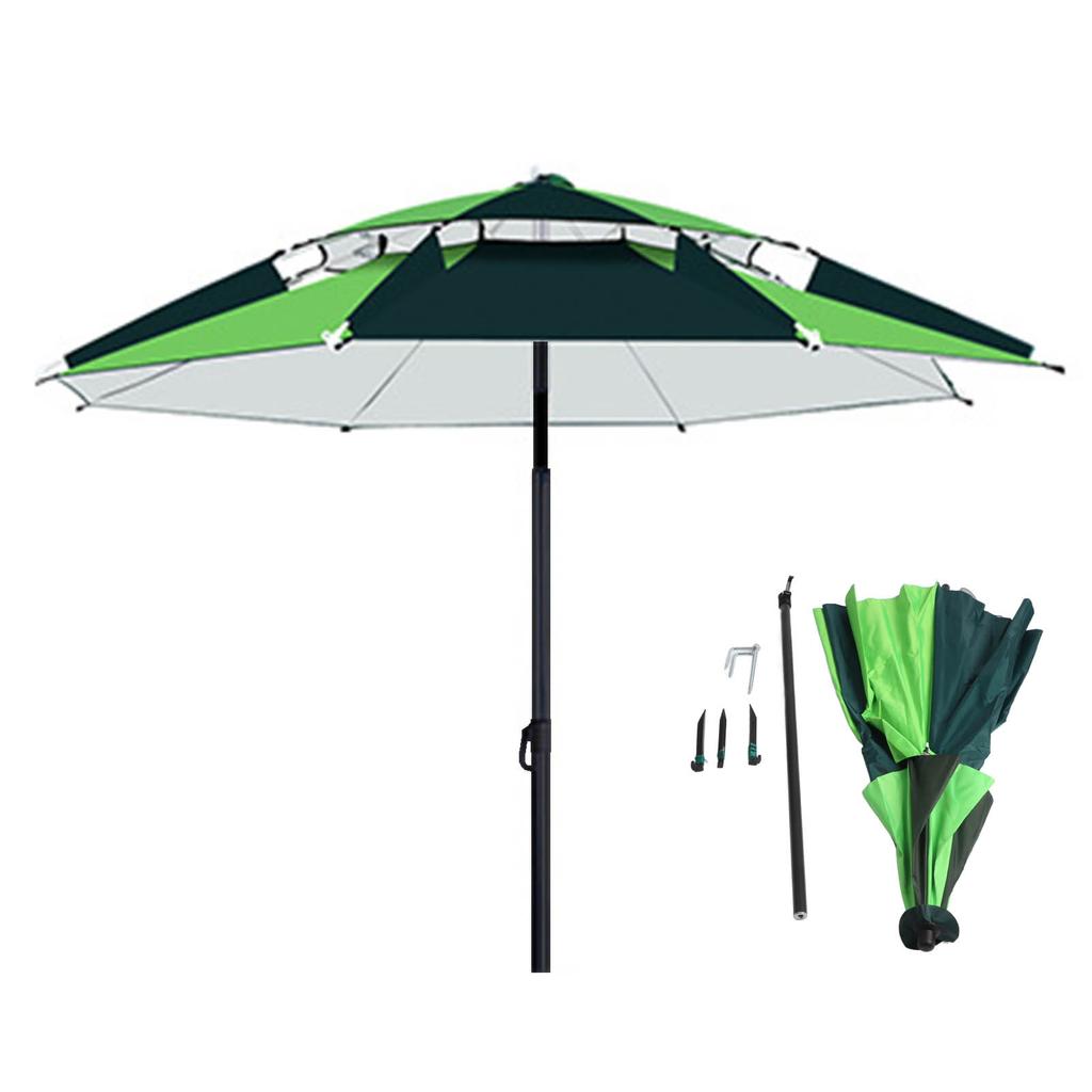 Fishing Umbrella Outdoor 2 Layer Rain Protection Universal Folding Sunshade Sunscreen Casual Green Color Matching 2meter