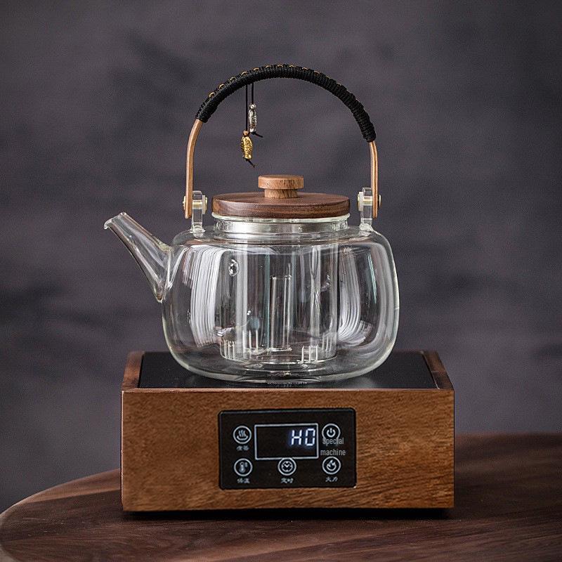 Glass Tea Kettle & Brewing Set for Induction Cooker: White Pot for Boiling, Steaming & Health-Preserving Tea at Home
