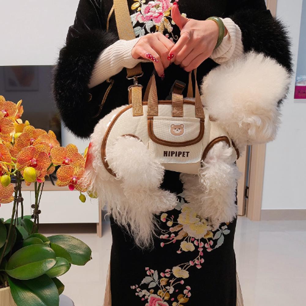 Pet Backpack Dog Go Out Convenient Backpack Hand Bag Traction Rope Breathable Travel Shoulder Bag Multi-functional Backpack