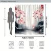 Tranquil Pink Lotus Watercolor Shower Curtain - Serene East Asian Design, Misty Landscape, 12 Hooks, Calming Bath Decor