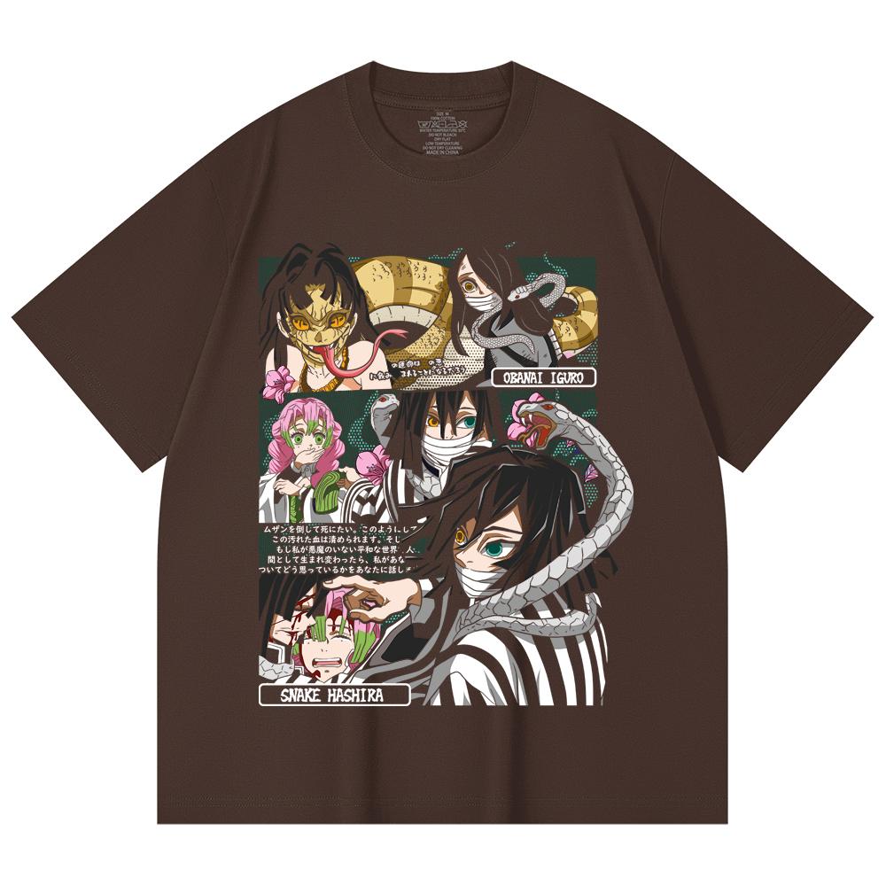 230 Gsm 100% Cotton Demon Slayer V17 Obanai Print Unisex Heavy Cotton T Shirt