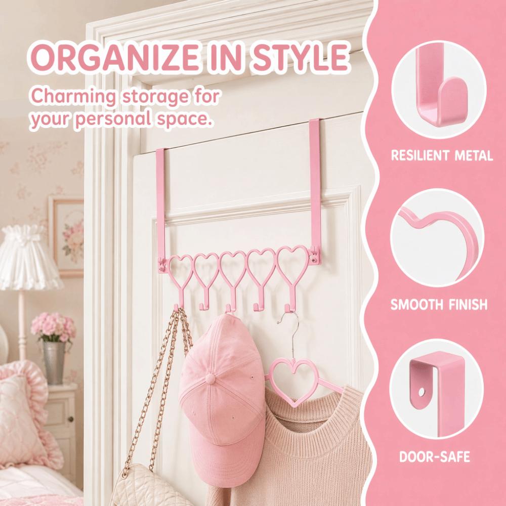 Herzförmige Über-die-Tür-Haken Abnehmbare Haken Kleiderbügel Türhalter Organizer Schlafzimmer