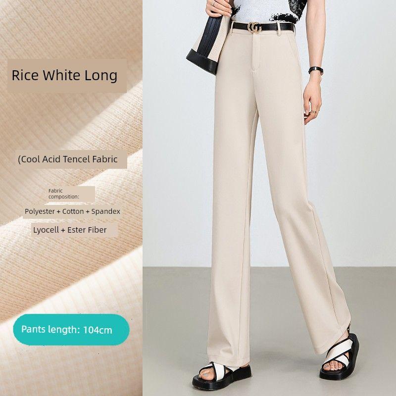 

Dark Blue Narrow Version Loose Pants Women s Summer Thin 2025 New Arrival Straight Trousers Ice Silk Trousers Summer Suit Pants