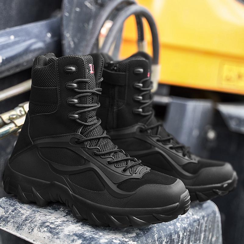 

Men s Wear-resistant Non-slip Tactical Military Boots - High-top Outdoor Desert Mountaineering Shoes, Large Sizes. 40