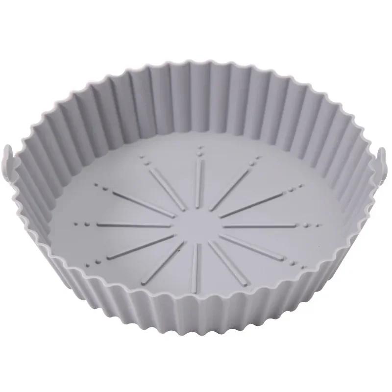Air Fryer Silicone Pot Basket Tray 17/20/23cm Round Square Airfryer Reusable Silicone Air Fryer Liners Food Safe Non Stick