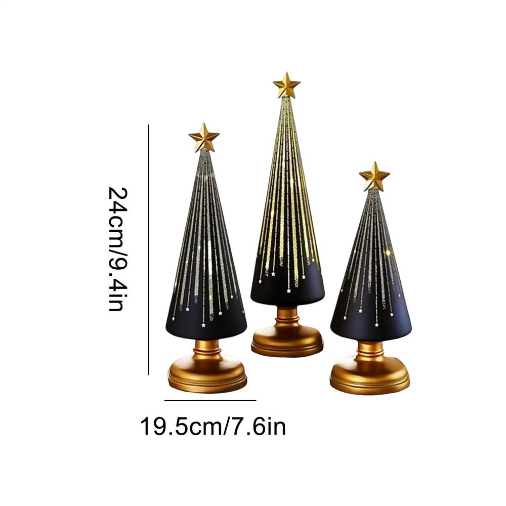 Table Top Christmas Tree 3 Pieces Christmas Figurines Resin Star Topper Tree Figurine For Indoor Winter Holiday Party Room