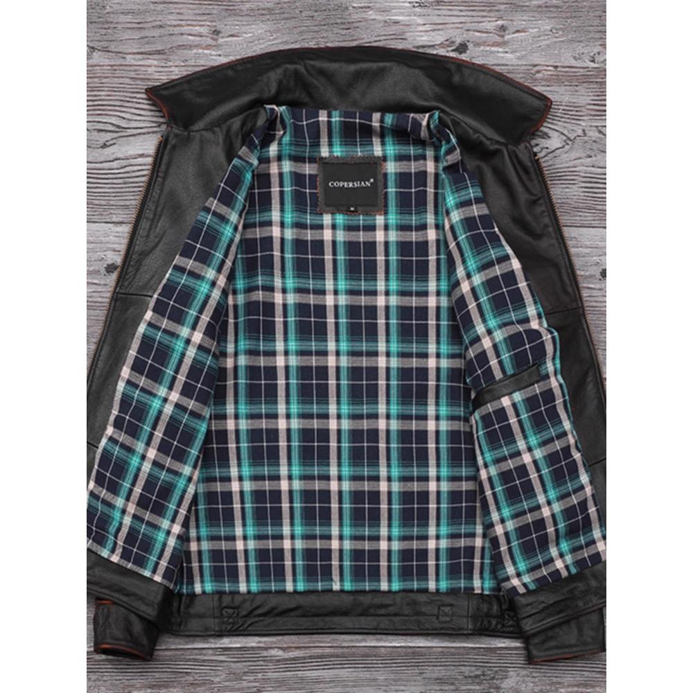 Chinese Size Genuine Cowhide Leather Men Leather Jacket Jackets Hand Edged Coat Men Leather Jacket Autumn