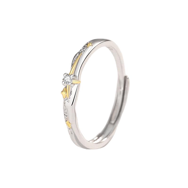 Tichya Star Trail Couple Rings: Pure Silver 999, Open Design for Men and Women, Light Luxury Fashion Planet Pair. Adjustable